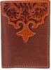 3D Belt Company W995 Brown Wallet with Floral Embossed Trim